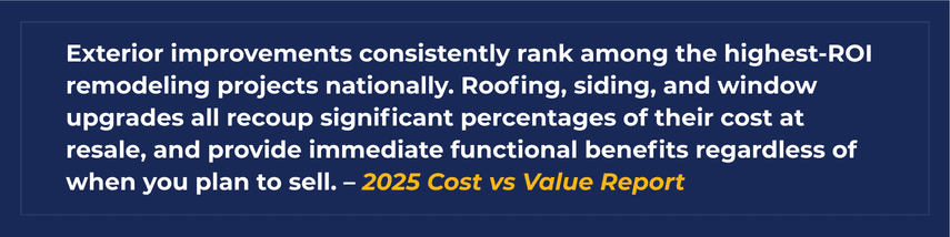 2025 Cost vs Value Report quote on exterior remodeling ROI