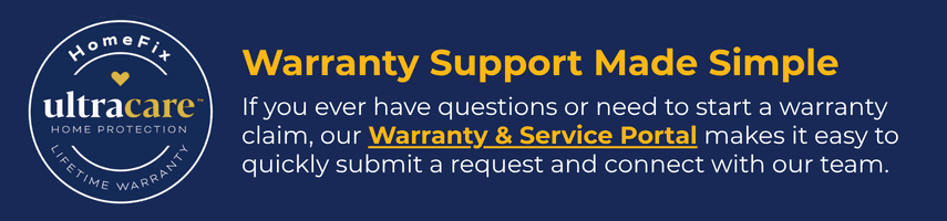 HomeFix UltraCare warranty support banner with service portal link